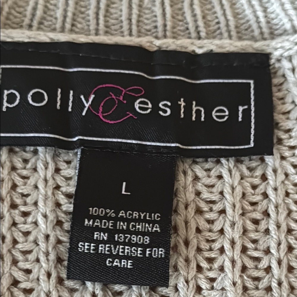 Polly & Esther Gray V-Neck Sweater with Distressed Hem - Picture 9 of 9